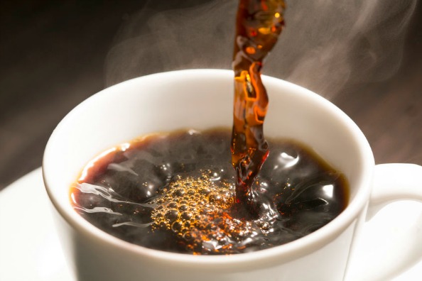 coffee poured into white mug