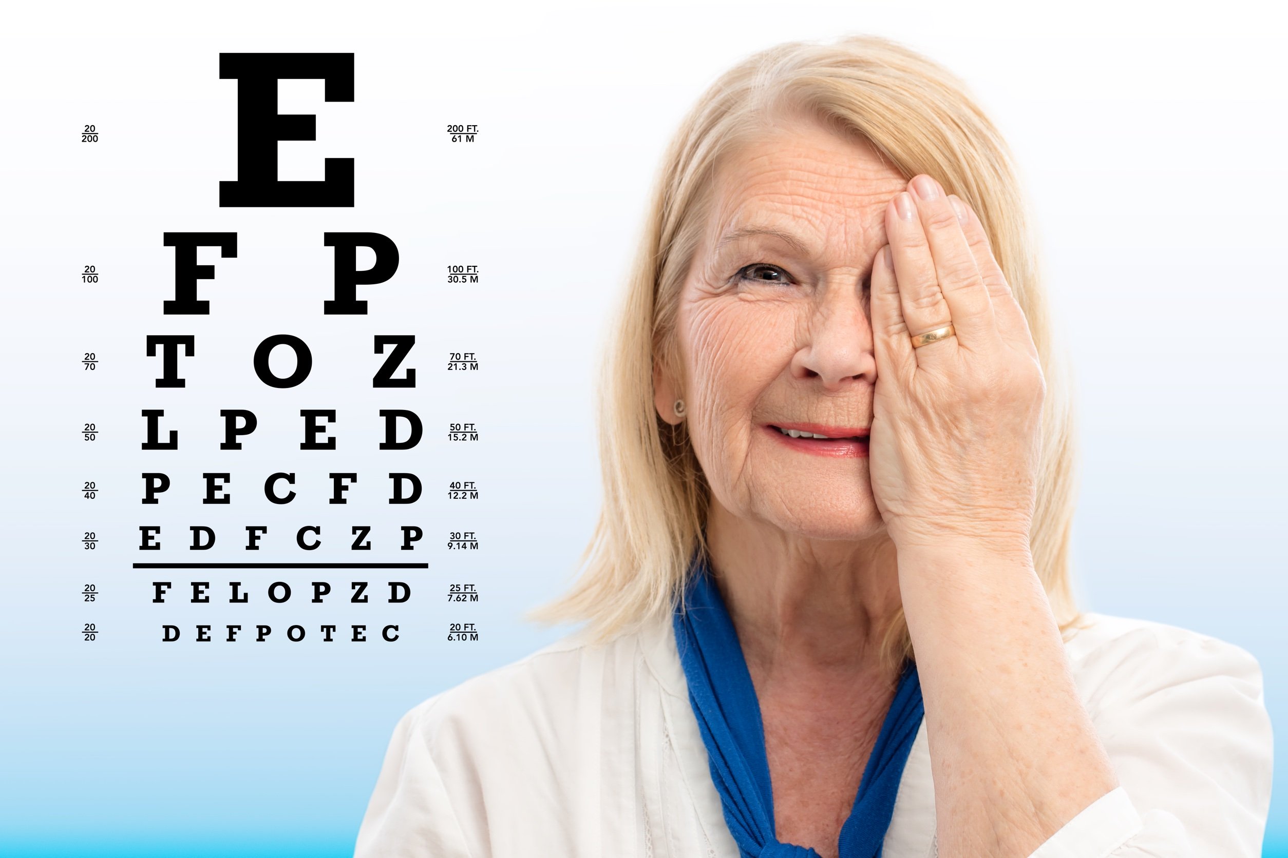 senior woman eye chart